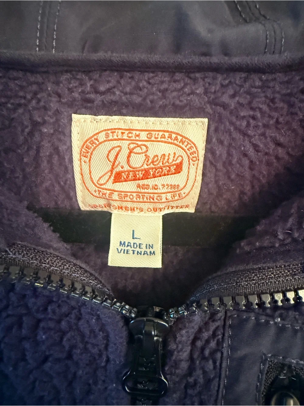 J. Crew Sherpa Full Zip Hoodie Jacket Navy Large